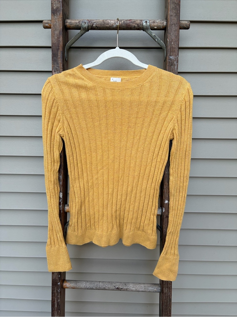 a new day Ribbed Crewneck Sweater in Mustard